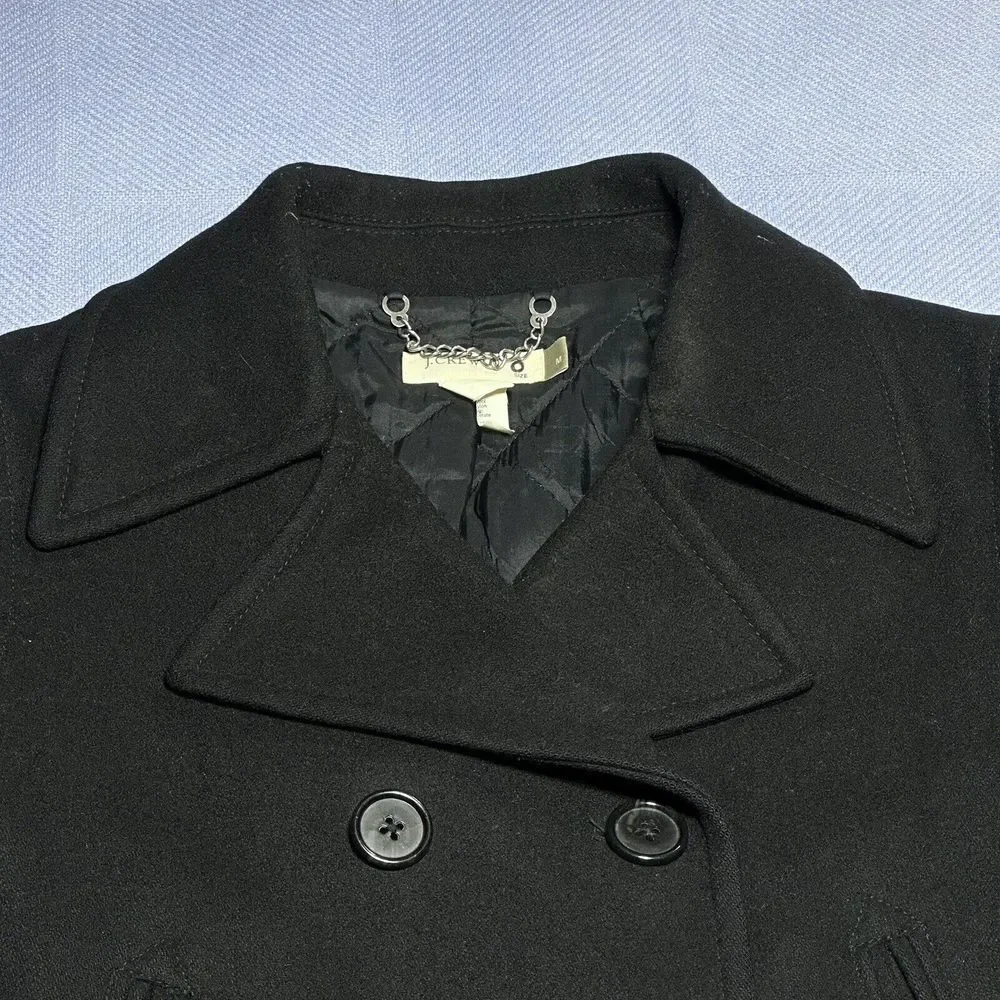J Crew Double Breasted Wool Blend Insulated Black Coat Women's Size Medium - Picture 6 of 16
